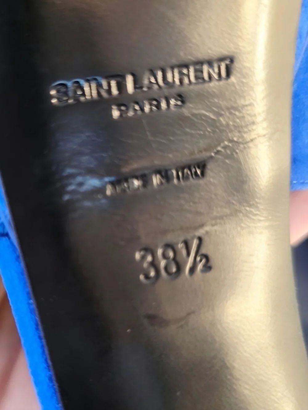 YSL Saint Laurent Blue Suede Platform Stiletto Ankle Strap Heels EU 38.5 / US 8 - Picture 12 of 13